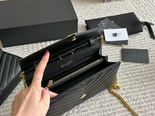 Saint Laurent Monogramme Envelope Wallet in Off-White with Gold Hardware - 7