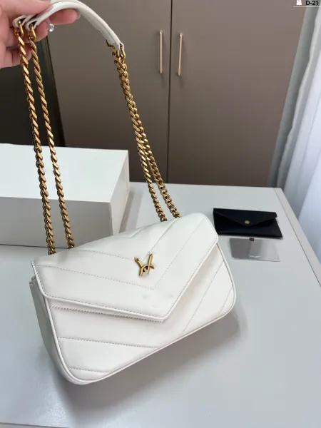 Saint Laurent Loulou Chain Bag Burgundy Shoulder Bag - 7