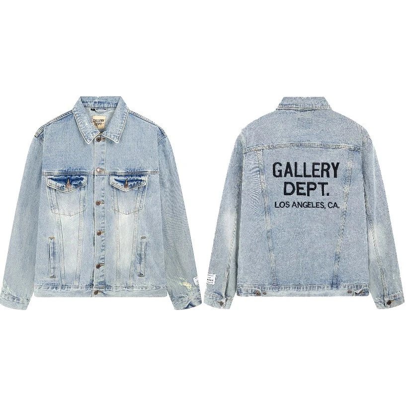 GAERY Logo Embroidered Distressed Denim Jacket photo 3