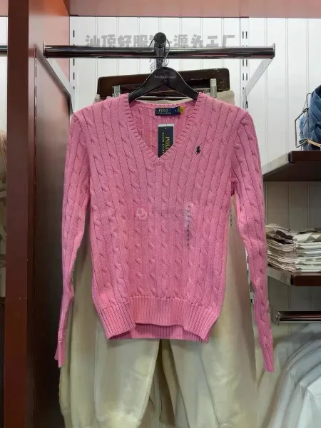 Ralph Lauren Cable Knit V-Neck Sweater White - 19