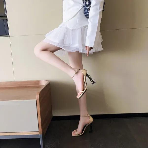 Saint Laurent Tribute Sandals Black Patent Leather Heels - 8