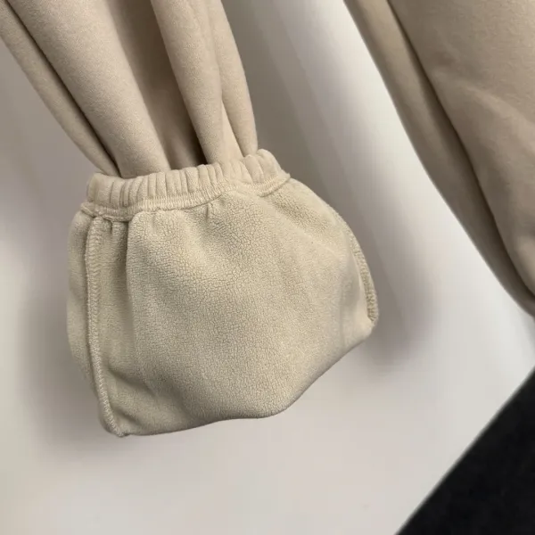 Design Cropped Hoodie and Jogger Set Beige Casual-Set - 11