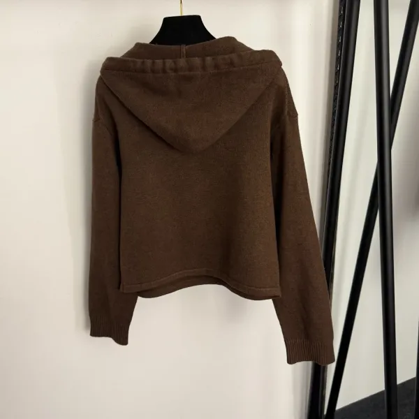 Celine Triomphe Logo Knit Hoodie and Wide-Leg Pants Set Brown - 6