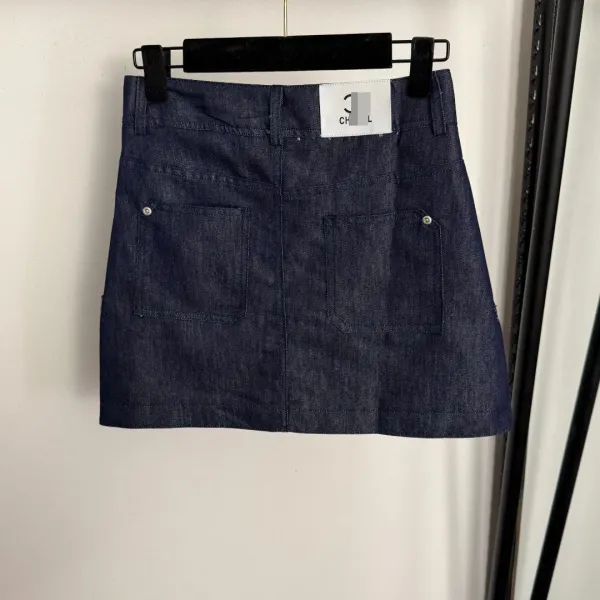 Chanel Denim Mini Skirt with Zippered Pockets Navy - 5
