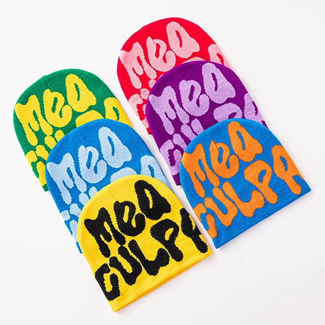 Unbranded Hats Knitted Beanie with Oversized Lettering product detail image 5
