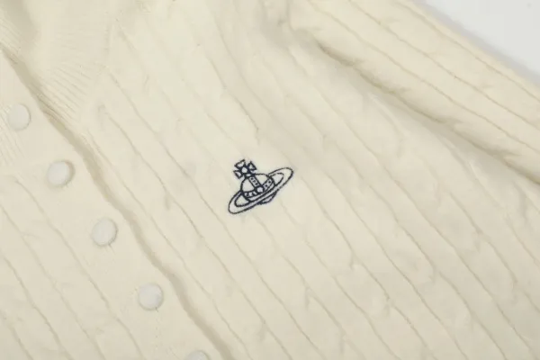 Vivienne Westwood Orb Cable Knit Cardigan Pale Yellow - 11