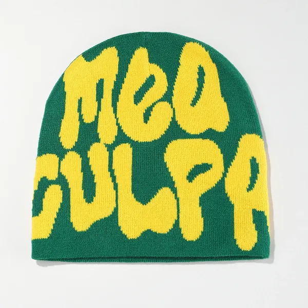 Mea Culpa Pink and Brown Knit Beanie - 17