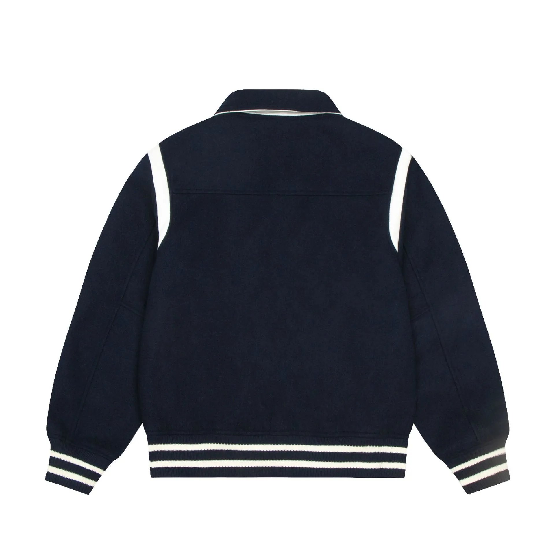 Marithe Francois Girbaud Varsity Jacket Navy with White Stripes Outerwear - 7