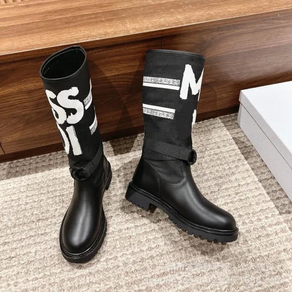 Off-White x Moncler Genius Logo-Print Combat Boots - 25