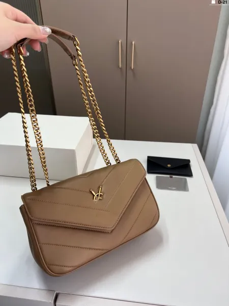 Saint Laurent Loulou Chain Bag Burgundy Shoulder Bag - 4