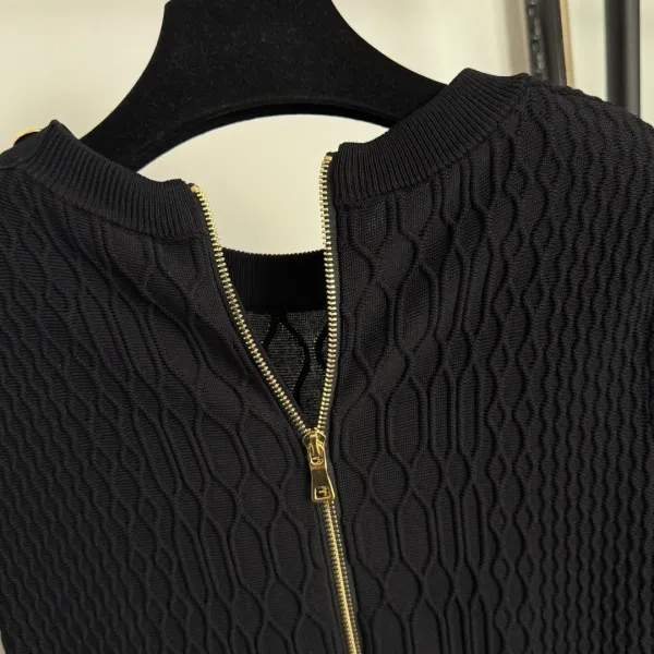 Balenciaga Knit Dress with Gold Shoulder Studs Black - 8