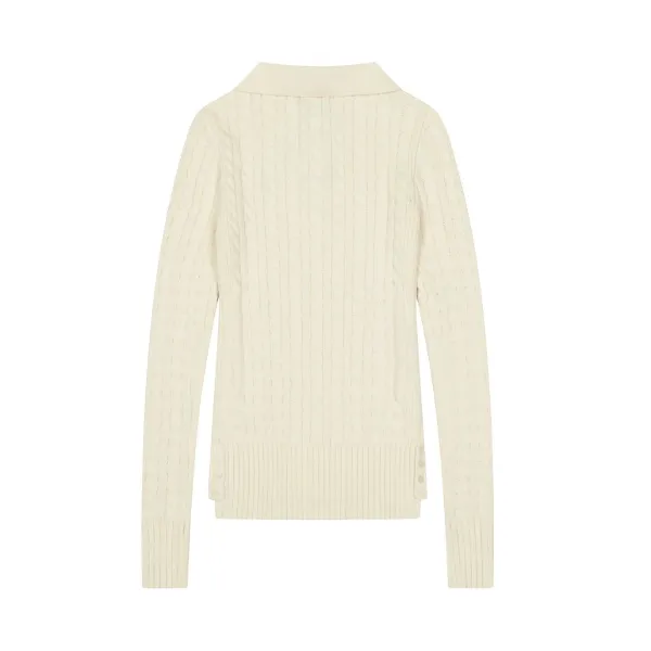Ralph Lauren Cable Knit Polo Black Sweater - 9