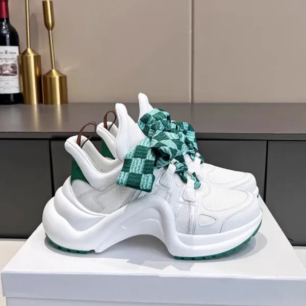 Louis Vuitton Archlight Sneakers White Green Check Scarf Detail Chunky Sneakers - 20