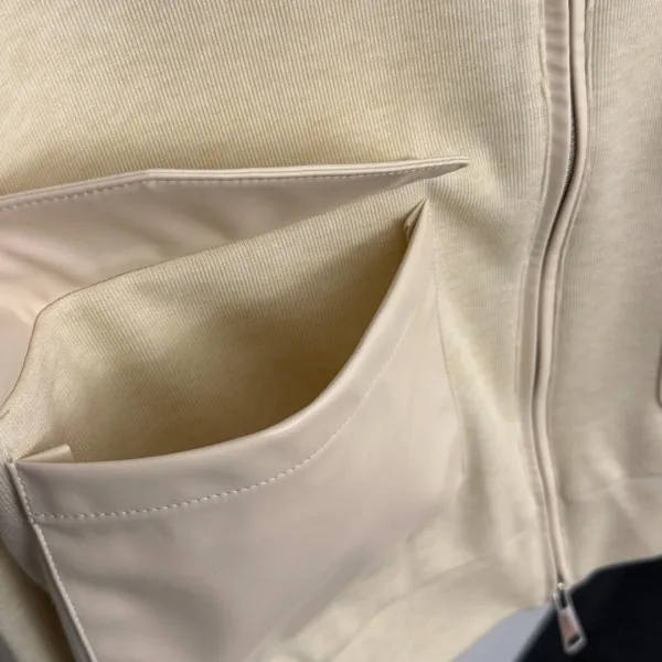Design Cream Ribbed Hoodie and Wide-Leg Sweatpants Set - 11