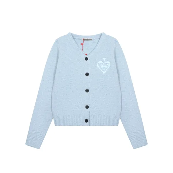 Mardi Mercredi Heart Embroidered Beige Cardigan - 9