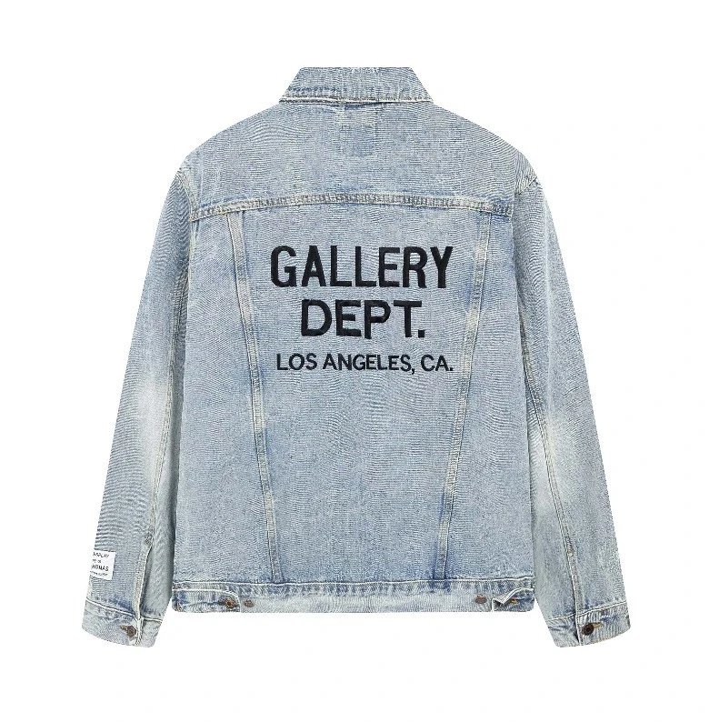 GAERY Logo Embroidered Distressed Denim Jacket photo 8