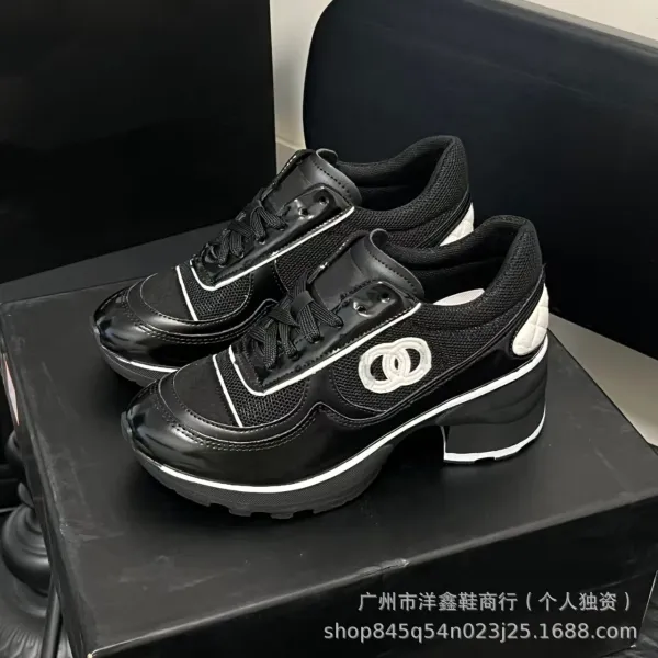 Chanel CC Logo Chunky Sneakers White Black - 5