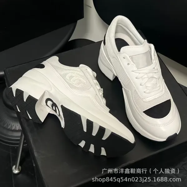 Chanel CC Logo Chunky Sneakers White Black - 14