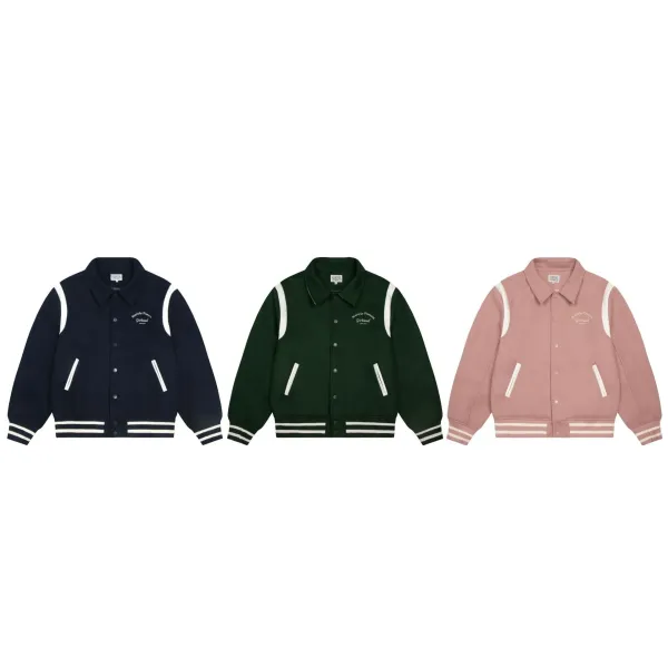 Marithe Francois Girbaud Varsity Jacket Navy with White Stripes Outerwear - 4