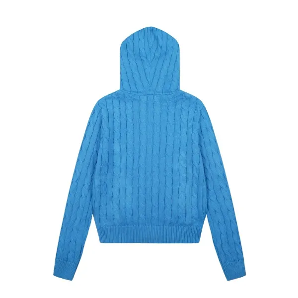 Polo Ralph Lauren Cable Knit Hooded Zip-Up Sweater Black - 18