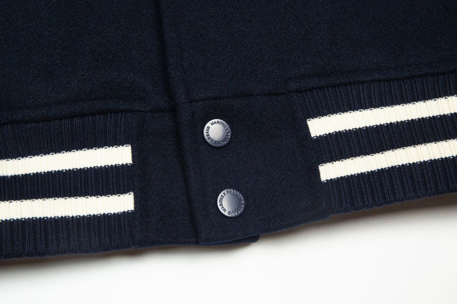Marithe Francois Girbaud Varsity Jacket Navy with White Stripes Outerwear - 16
