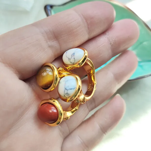Loewe Two-Stone Cabochon Ring Gold - 4