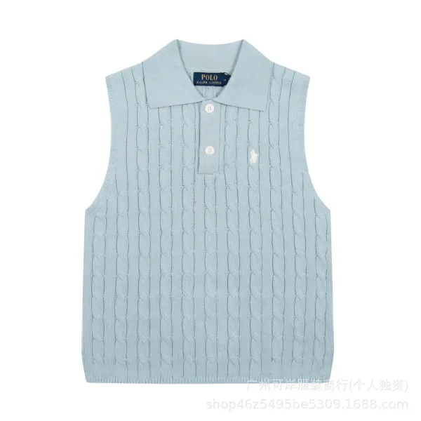 Polo Ralph Lauren Cable Knit Polo Vest Light Blue - 1