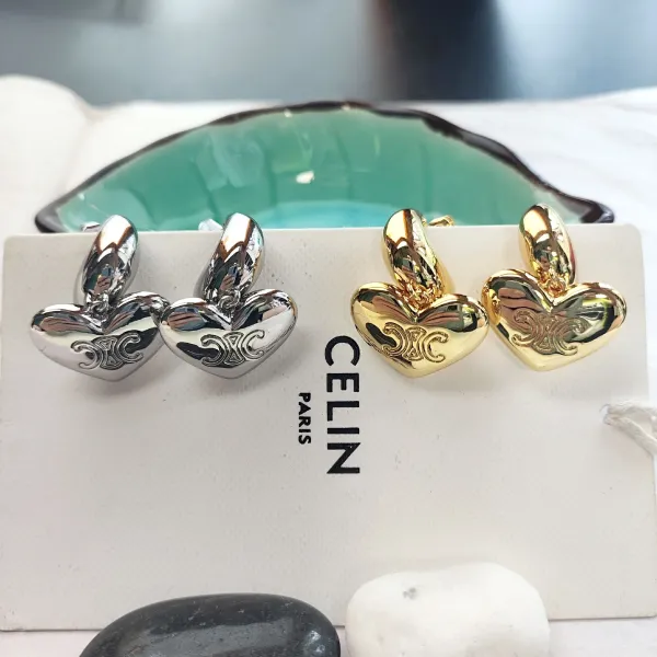 Gold Heart-and-Crescent Earrings - 2