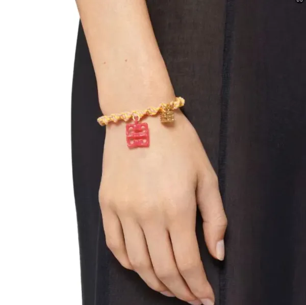 Givenchy GV3 Braided Cord Bracelet Pink Yellow Red - 4