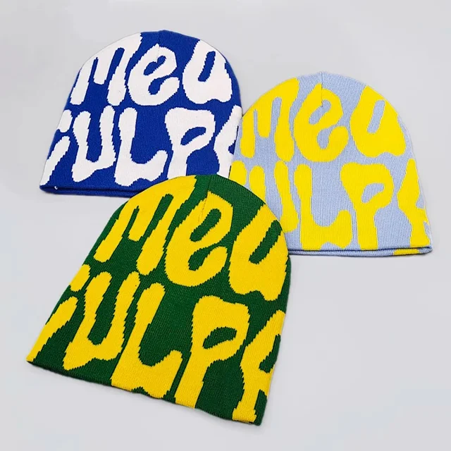 Unbranded Hats Knitted Beanie with Oversized Lettering product detail image 7
