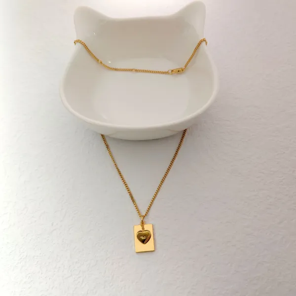 Celine Heart Cut-Out Pendant Necklace Gold - 5