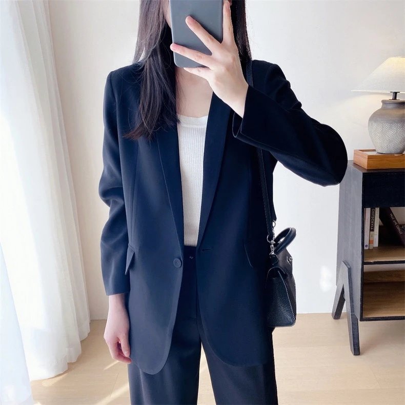 Design Oversized Blazer Navy Blue Blazer - 7