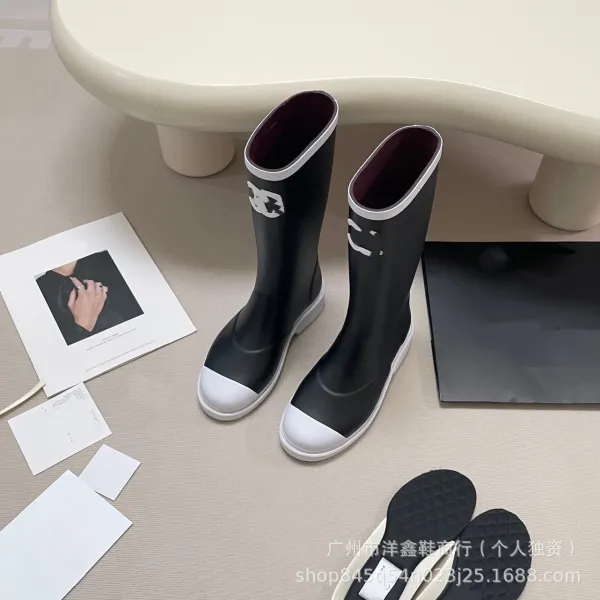 Off-White x Hunter Rain Boots Black White Rubber Knee-Boots - 15