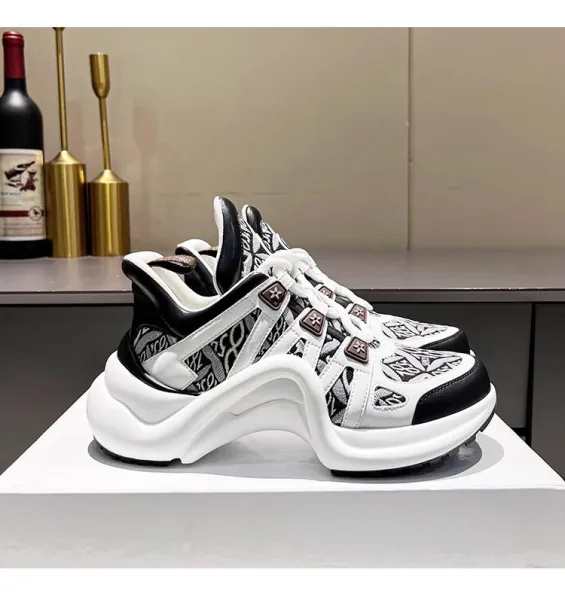 Louis Vuitton Archlight Sneakers White Green Check Scarf Detail Chunky Sneakers - 18