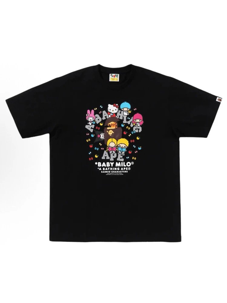 Hello Kitty x Baby Milo x A Bathing Ape Graphic Print Black T-Shirt - 7