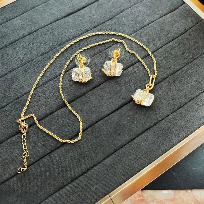 Gold-Tone Twisted Rope Pendant Necklace with Cushion-Cut Crystal - 4