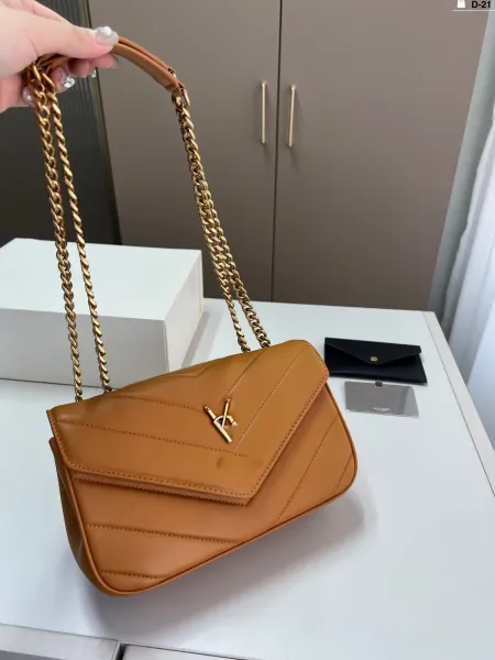 Saint Laurent Loulou Chain Bag Burgundy Shoulder Bag - 6