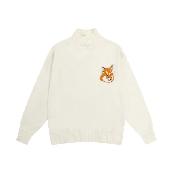 Maison Kitsuné Fox Embroidered Turtleneck Sweater Gray - 15