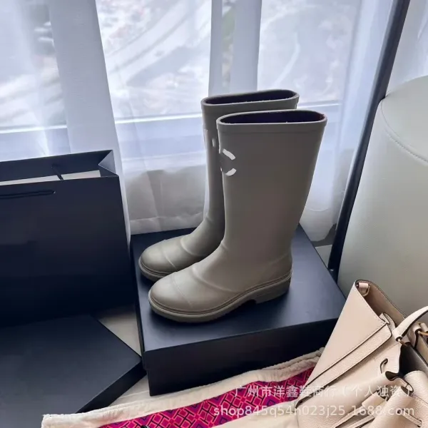 Off-White x Hunter Rain Boots Black White Rubber Knee-Boots - 33