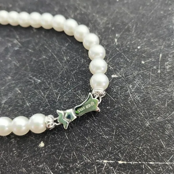 Pearl Bead Cross Pendant Necklace White - 12