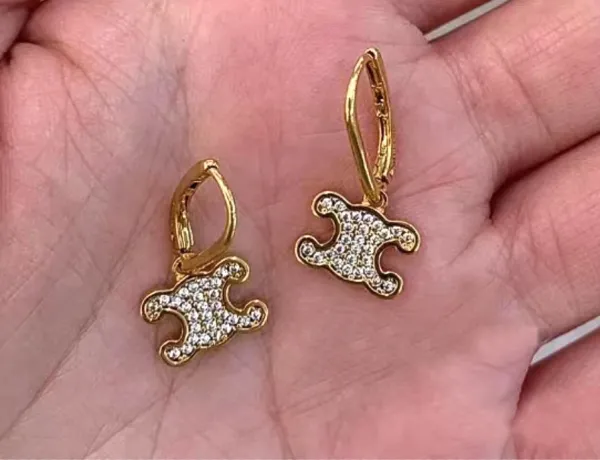 Celine Triomphe Puzzle Pendant Necklace Gold - 6