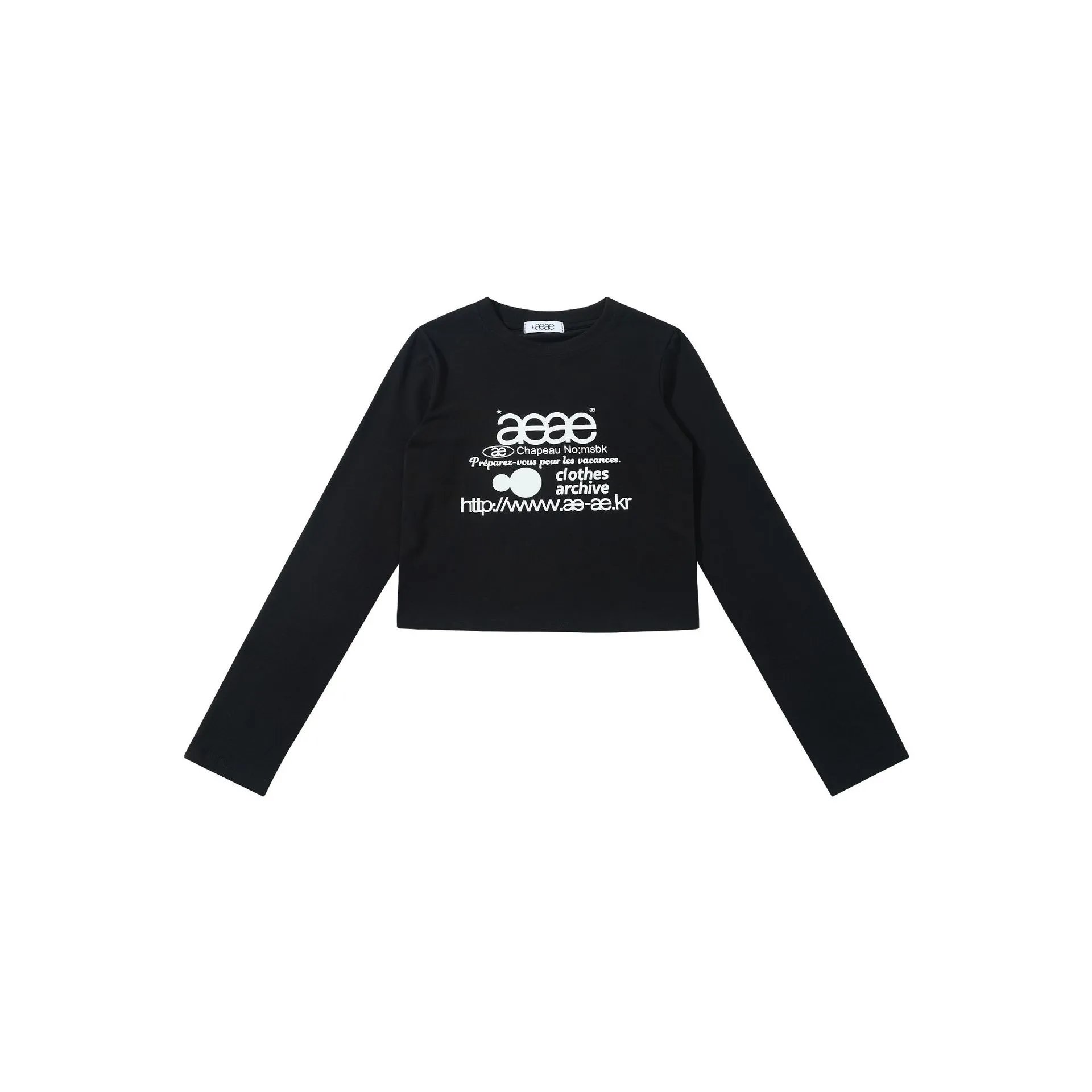 Aeae Chapter Normaek Cropped Long-Sleeve T-Shirt Navy - 14