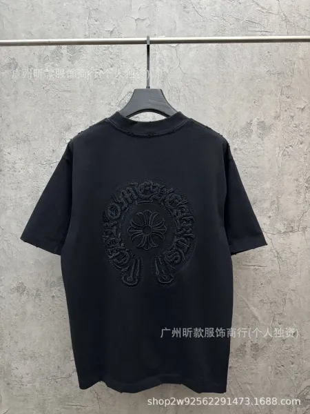 GRA 6603# Embroidered Cross T-Shirt Black - 4