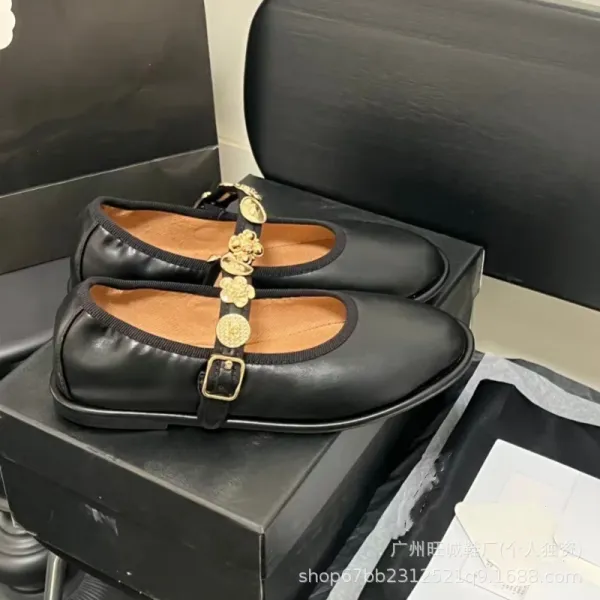 Versace Medusa Mary Jane White Leather Flats - 6