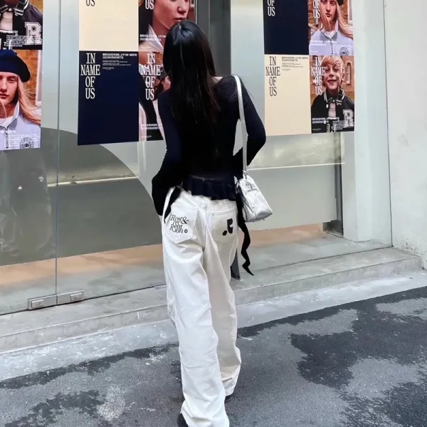 Saint Tears White Wide-Leg Jeans - 9