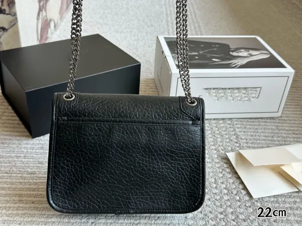 Saint Laurent Loulou Mini Chain Bag Burgundy Leather Shoulder Bag - 7