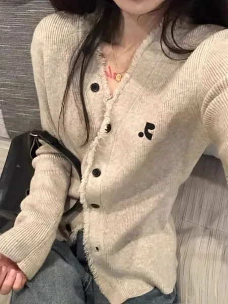 Play Comme des Garçons Music Note Cardigan Beige Sweater - 22