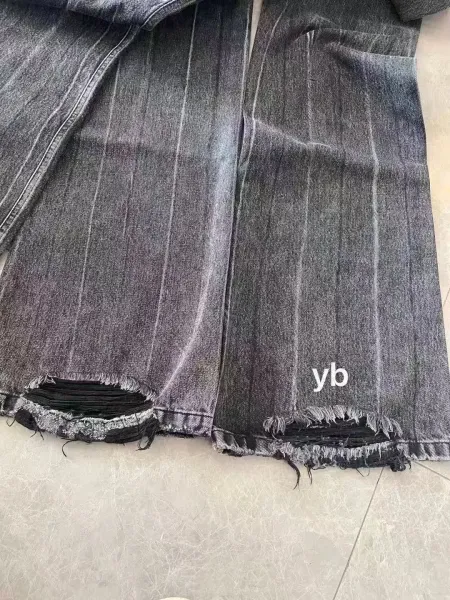 Gallery Dept. Distressed Wide-Leg Flare Jeans Black - 6