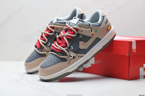 Nike SB Dunk Low x Oddity Beige Gray Red Skateboard Shoes - 1
