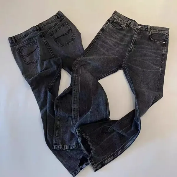 Gallery Dept. Distressed Wide-Leg Flare Jeans Black - 3